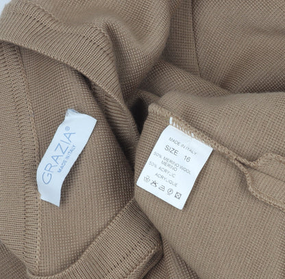 Grazia Women's Brown Coatigan Size 16 with Buttons