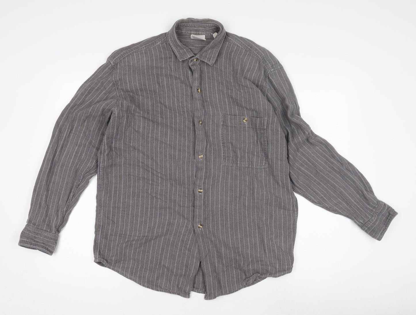 Original ACA Acapulco Men's Grey Striped Shirt L