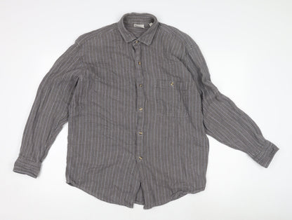 Original ACA Acapulco Men's Grey Striped Shirt L