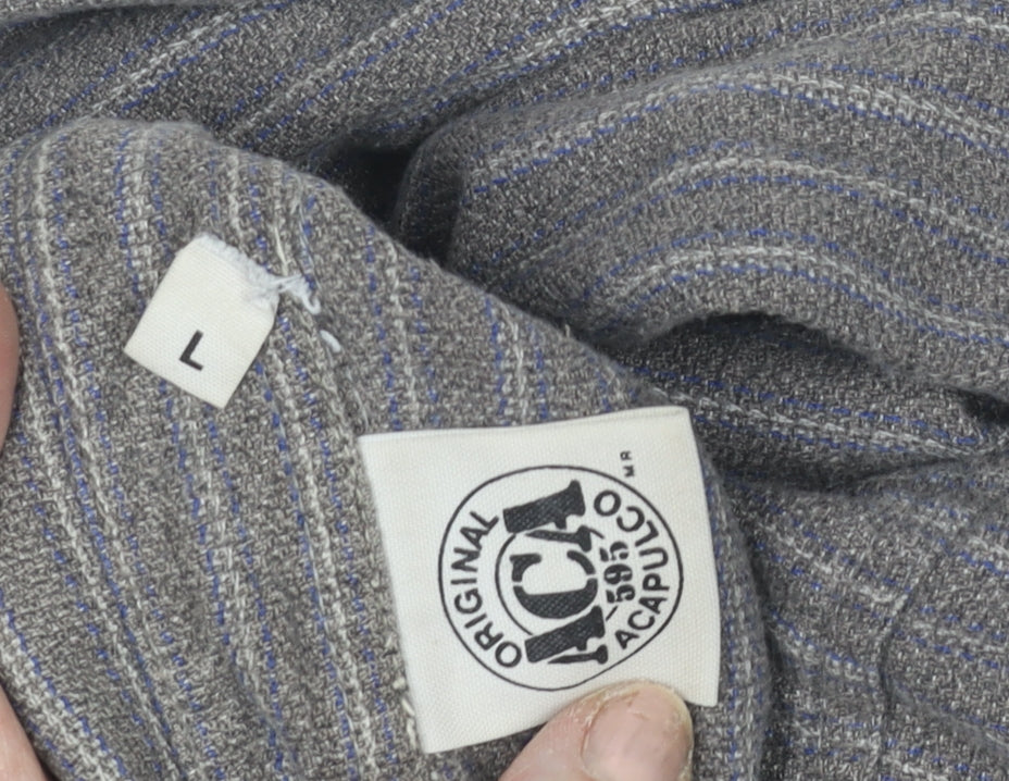 Original ACA Acapulco Men's Grey Striped Shirt L