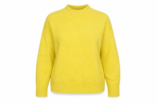 Front view of H&M Women's Yellow Mock Neck Pullover Sweater -, size S