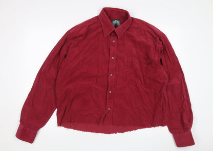 Lakes Edge Men's Red Corduroy Button-Up Shirt L