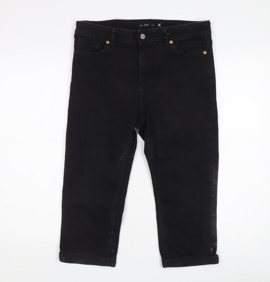 F&F Womens Black Cropped Denim Jeans Size 16