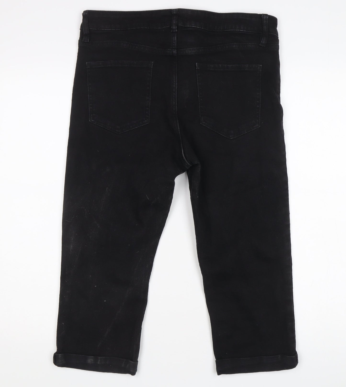 F&F Womens Black Cropped Denim Jeans Size 16