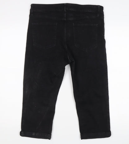 F&F Womens Black Cropped Denim Jeans Size 16