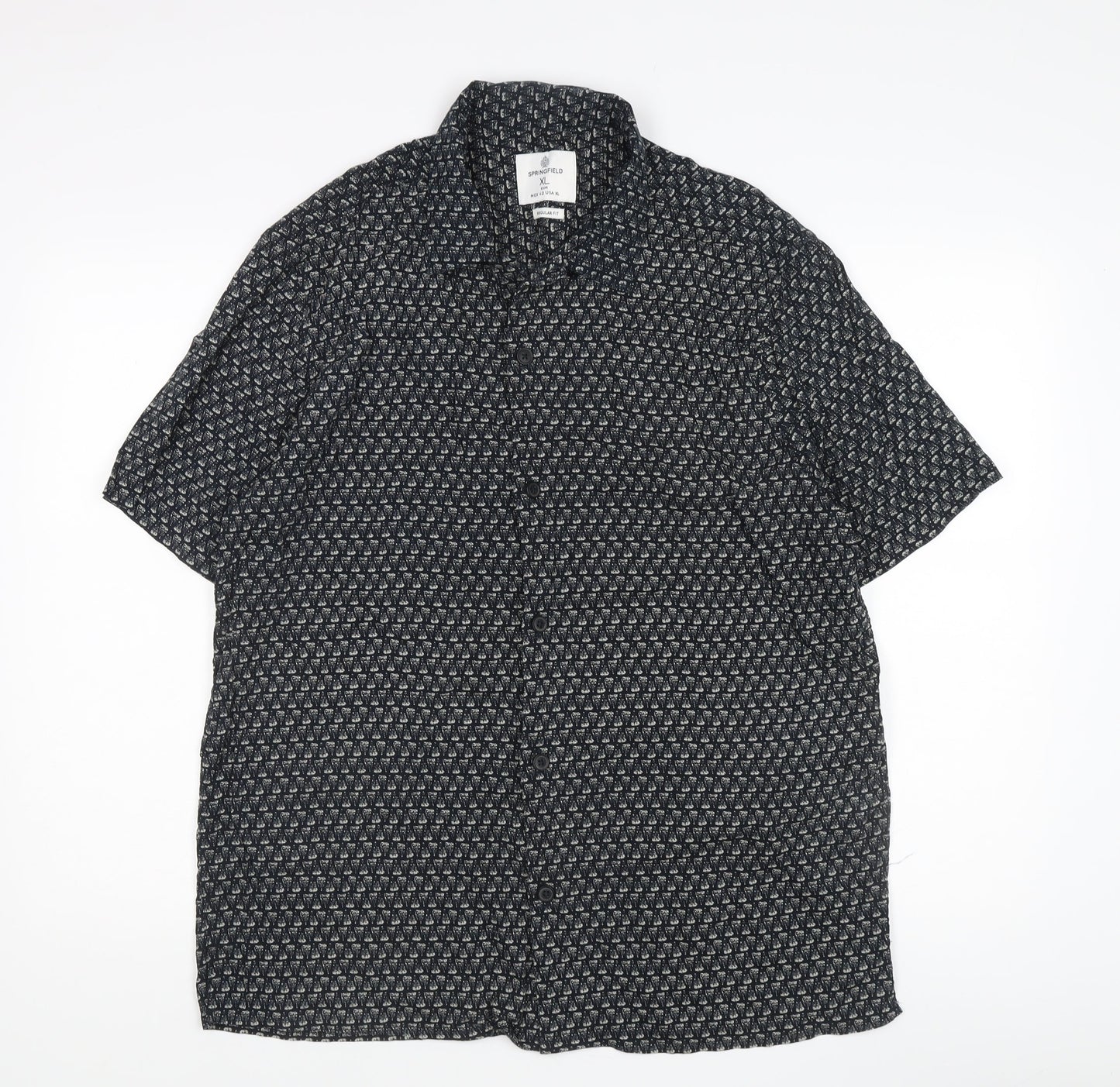 Springfield Men's Black XL Geometric Button-Up Shirt