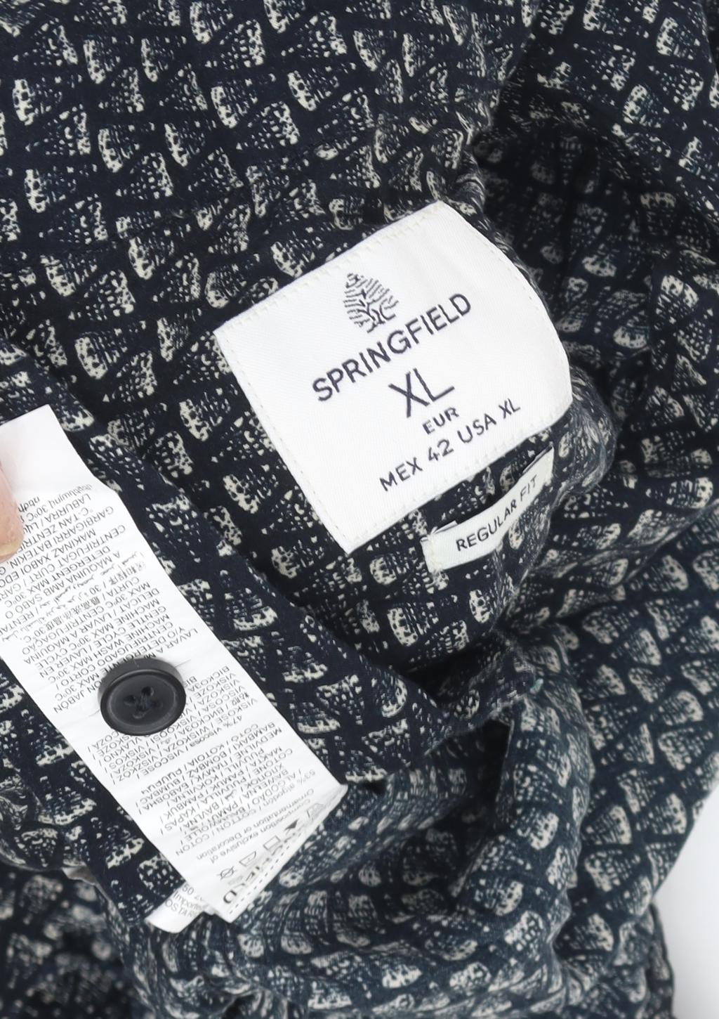 Springfield Men's Black XL Geometric Button-Up Shirt