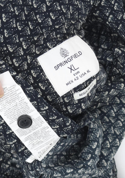 Springfield Men's Black XL Geometric Button-Up Shirt