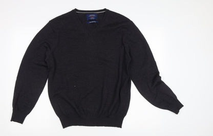 Charles Tyrwhitt Men's Black Wool V-Neck Jumper