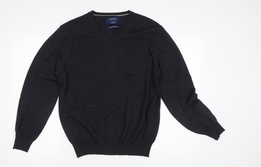 Charles Tyrwhitt Men's Black Wool V-Neck Jumper