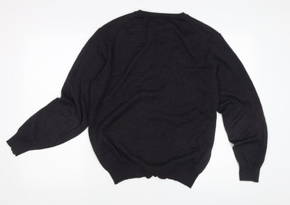 Charles Tyrwhitt Men's Black Wool V-Neck Jumper