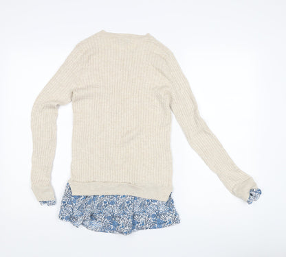 Womens UK Size M NEXT Beige Pullover Jumper