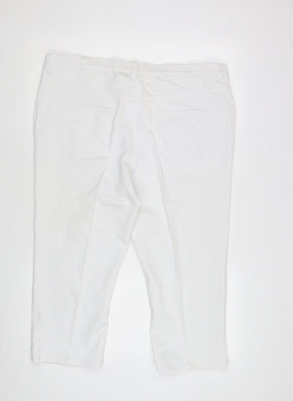 BHS Women's White Cropped Denim Trousers Size 20