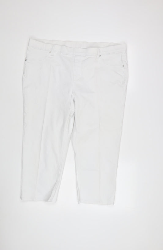 BHS Women's White Cropped Denim Trousers Size 20
