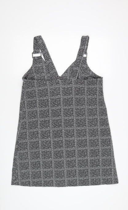 Nutmeg Women's Black Check Pinafore Dress Size 14