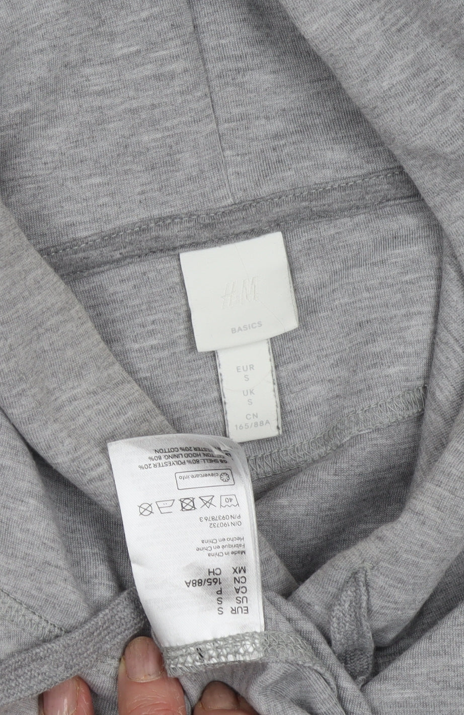Mens UK Size S H&M Grey Pullover Hoodie