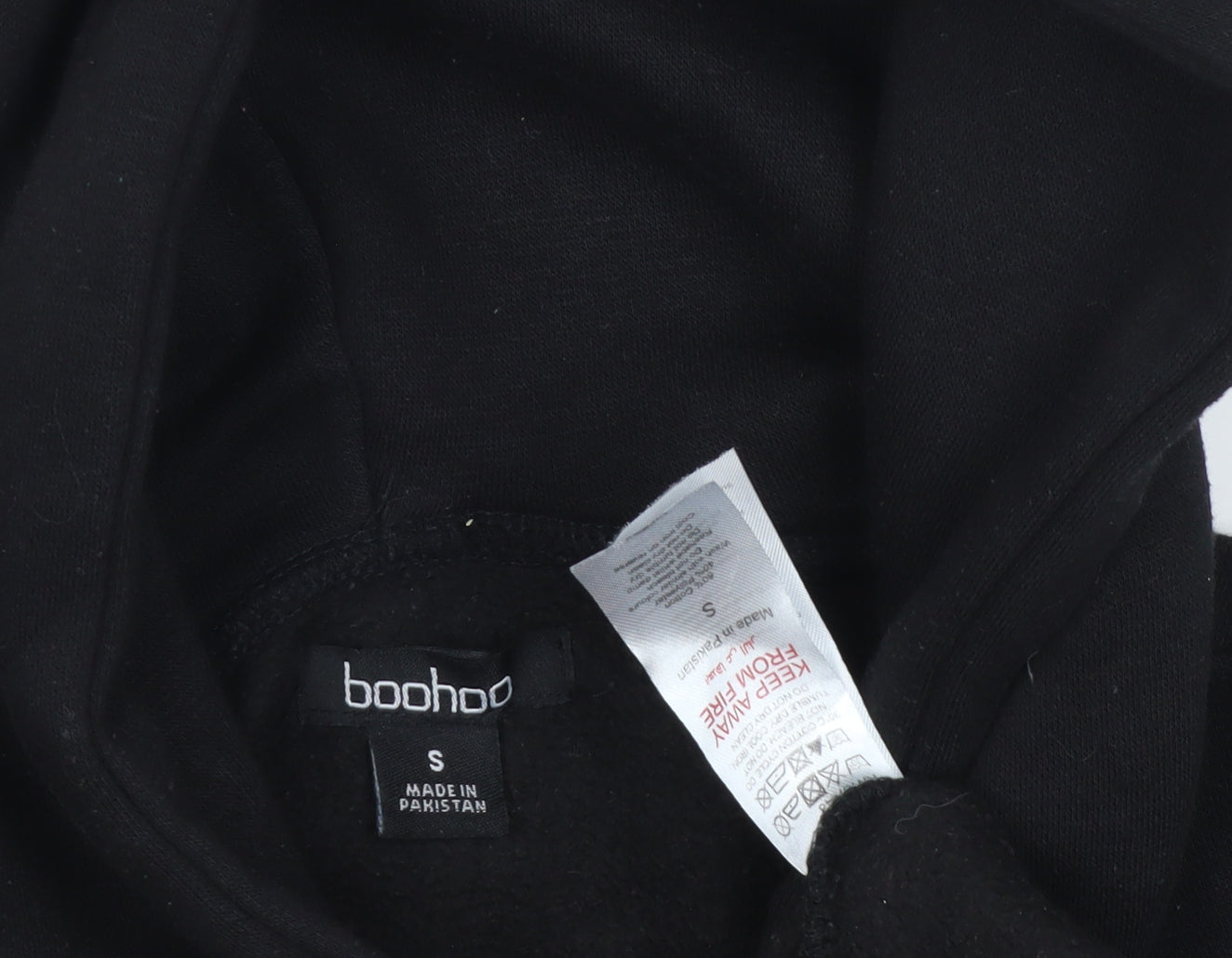 Boohoo Women’s Black Logo Pullover Hoodie Size S