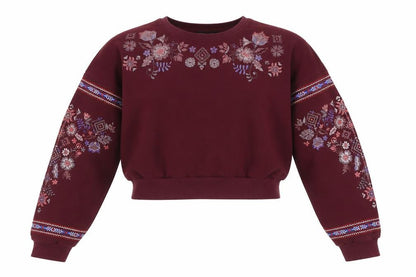 New Look Women's Embroidered Red Pullover Sweatshirt - Size 8
