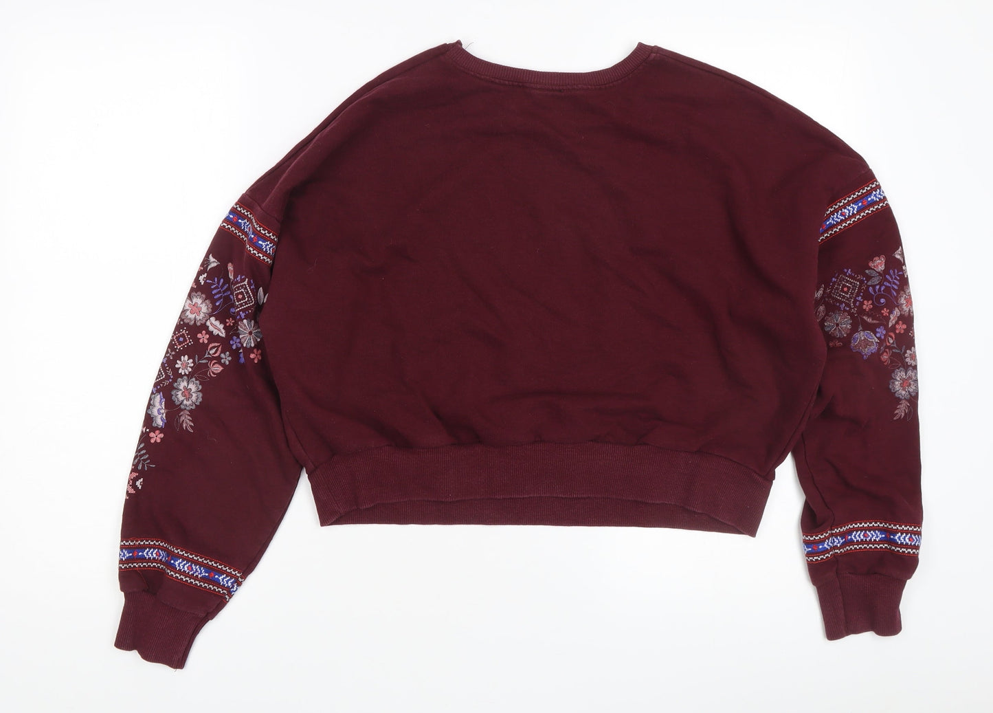 New Look Women's Embroidered Red Pullover Sweatshirt - Size 8