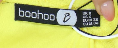 Boohoo Yellow Off Shoulder Maxi Dress, Size 8, Chiffon