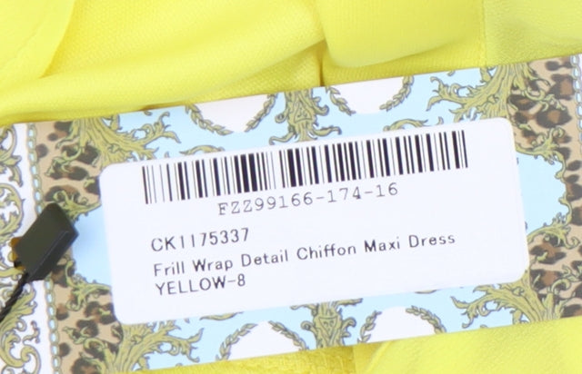 Boohoo Yellow Off Shoulder Maxi Dress, Size 8, Chiffon