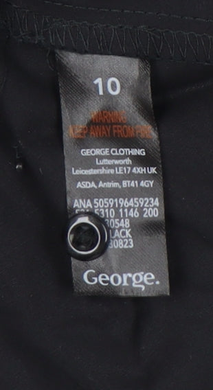 George Women's Black Wrap Blouse, Size 10, Floral Embroidery