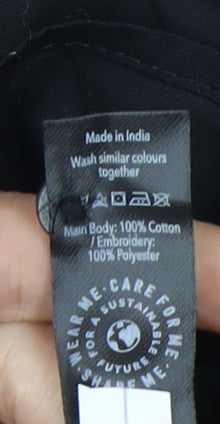 George Women's Black Wrap Blouse, Size 10, Floral Embroidery