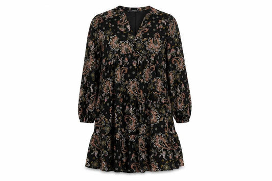 Front view of George women’s a-line paisley dress, size UK 10, autumn
