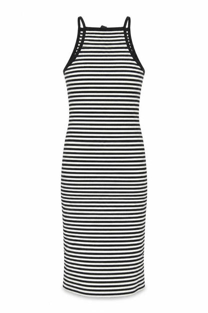 Front view of Atmosphere Women's Black Striped Midi Slip Dress -, size 12