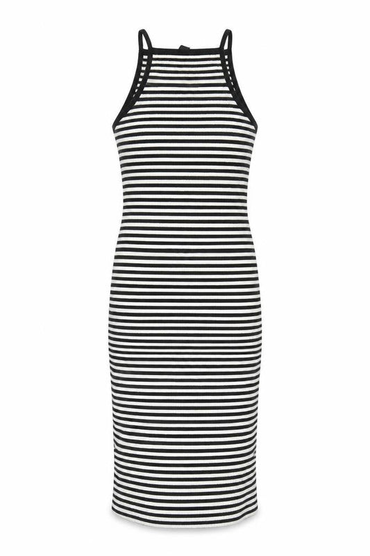 Front view of Atmosphere Women's Black Striped Midi Slip Dress -, size 12