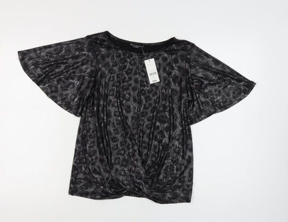 Marina Kaneva Women's Black Animal Print Top, Size 12