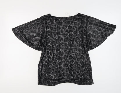 Marina Kaneva Women's Black Animal Print Top, Size 12