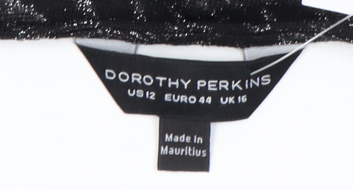 Womens UK Size 16 Dorothy Perkins Black Basic Blouse