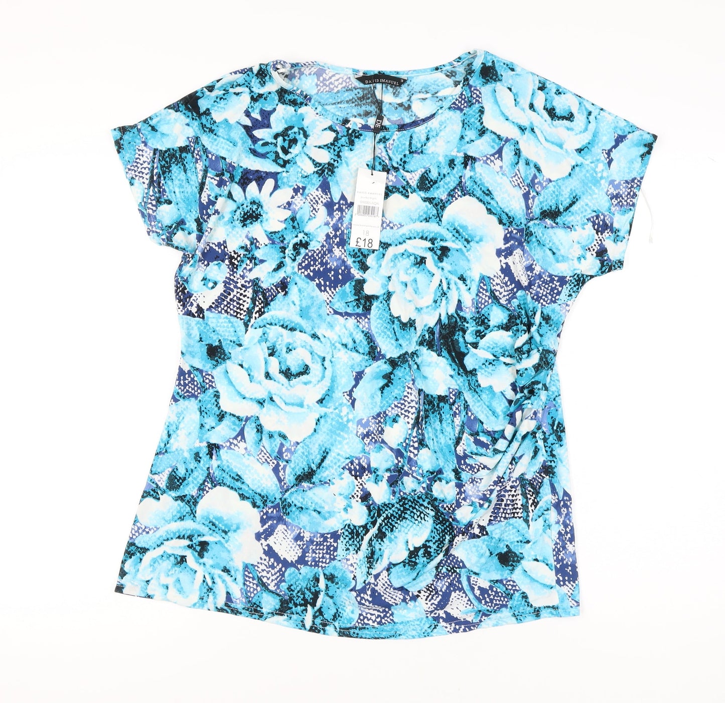 Womens UK Size 18 David Emanuel Blue Basic T-Shirt