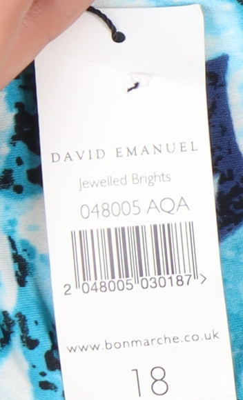 Womens UK Size 18 David Emanuel Blue Basic T-Shirt
