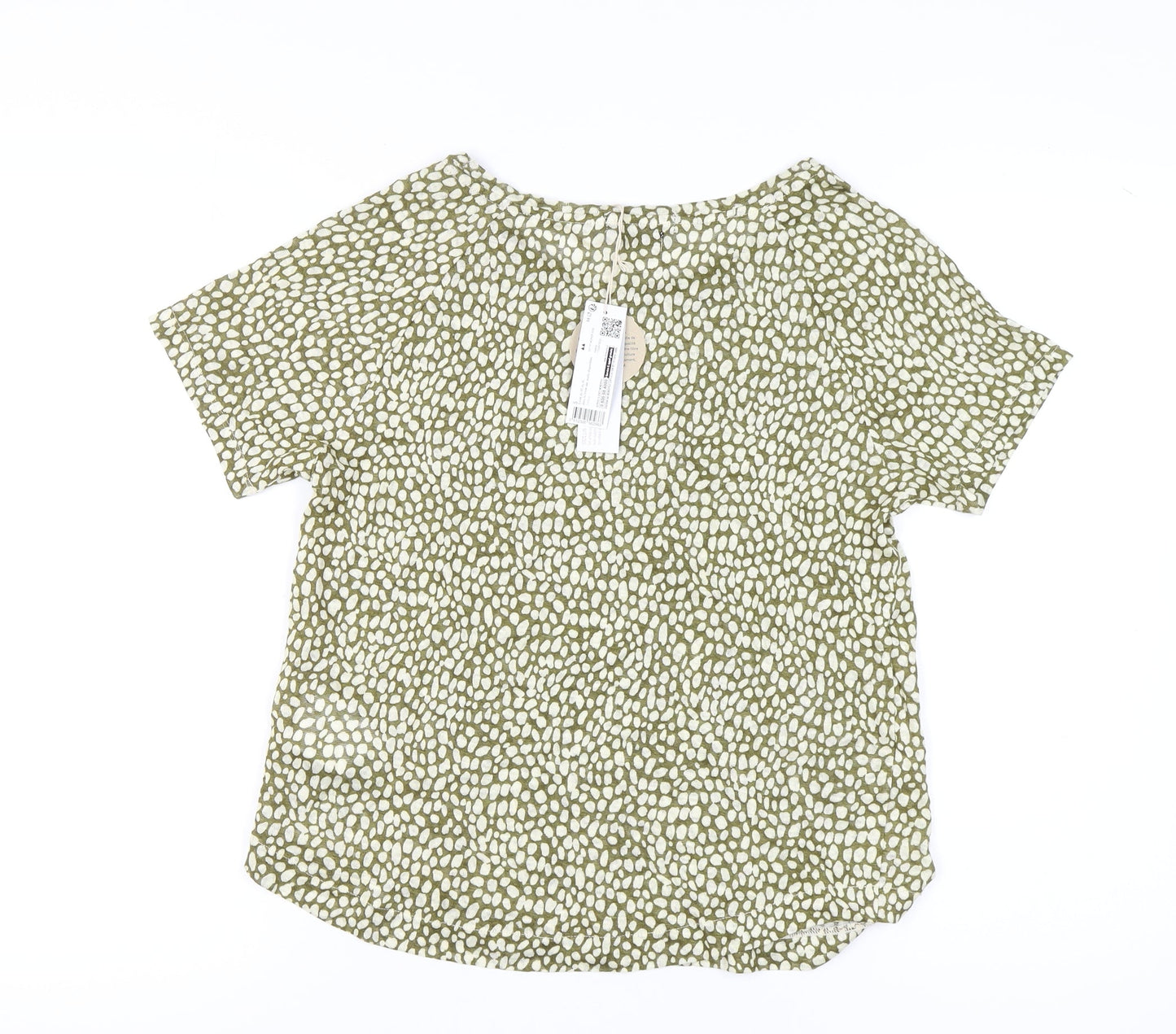 Monoprix Women's Green Geometric T-Shirt, Size S