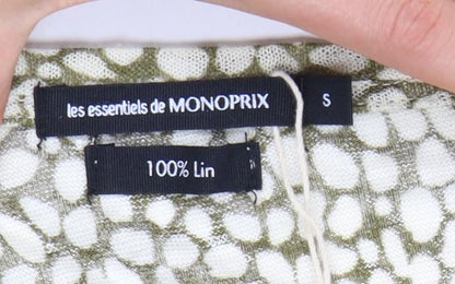 Monoprix Women's Green Geometric T-Shirt, Size S