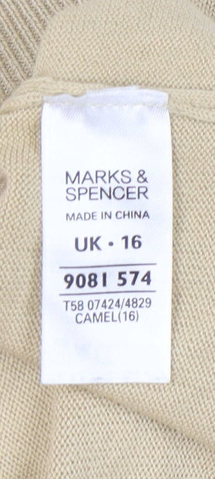Womens UK Size 16 Marks and Spencer Beige Pullover Jumper