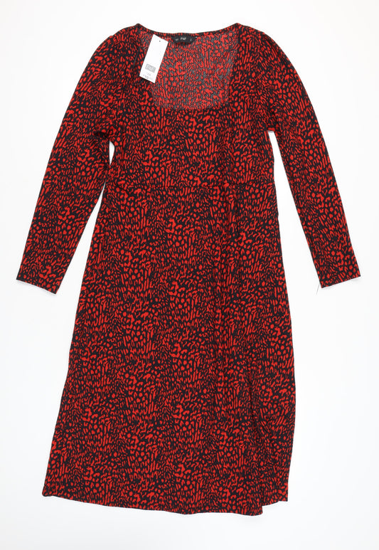F&F Women's Red Animal Print Long Sleeve Dress