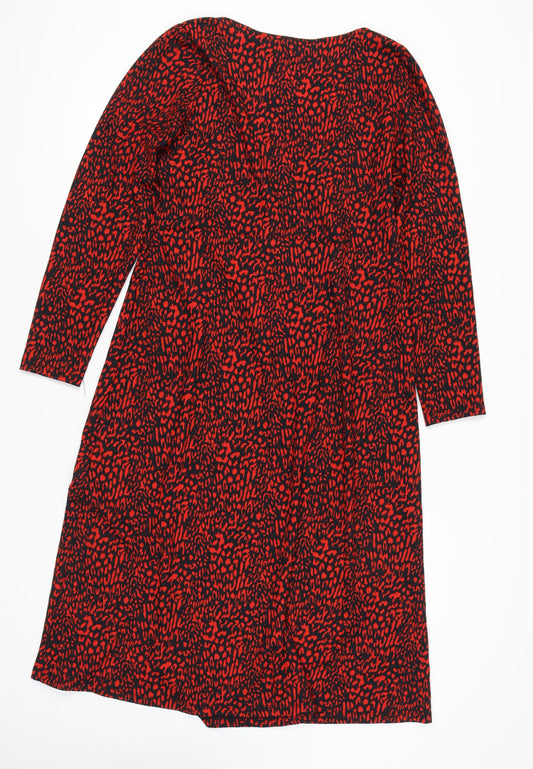 F&F Women's Red Animal Print Long Sleeve Dress
