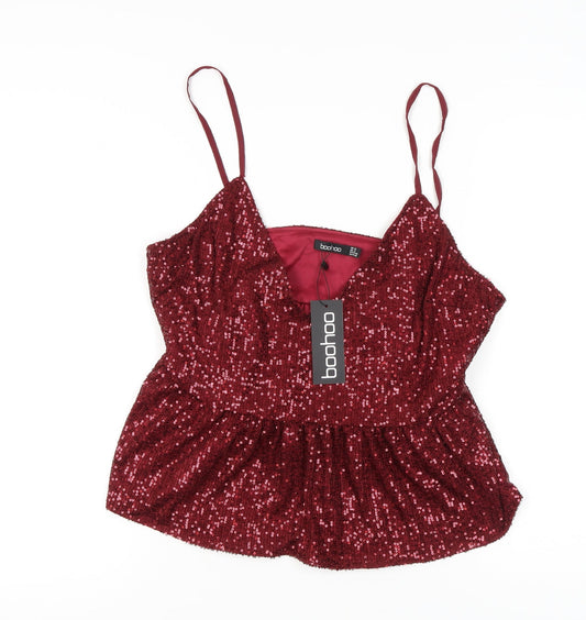 Boohoo Women's Plus Red Sequin Camisole Top Size 20
