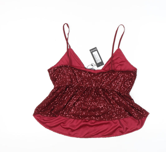 Boohoo Women's Plus Red Sequin Camisole Top Size 20
