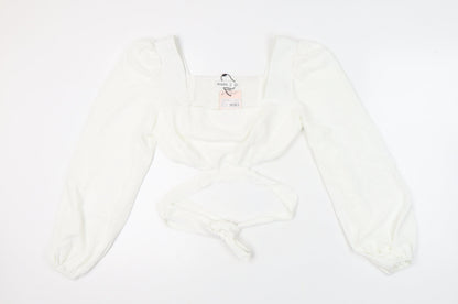Womens UK Size 14 Missguided White Wrap Blouse