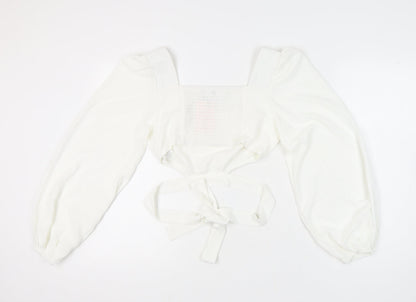 Womens UK Size 14 Missguided White Wrap Blouse