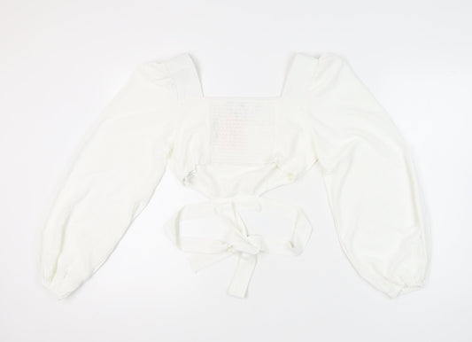 Womens UK Size 14 Missguided White Wrap Blouse