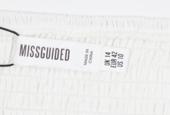 Womens UK Size 14 Missguided White Wrap Blouse