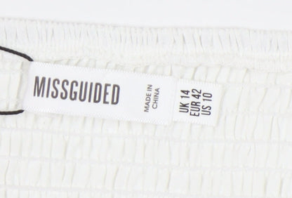 Womens UK Size 14 Missguided White Wrap Blouse