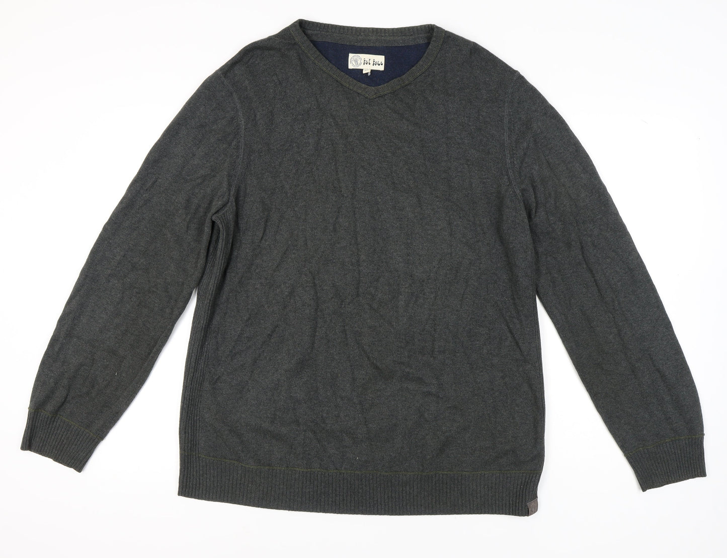 Fat Face Men's Grey Wool V-Neck Pullover Jumper XL