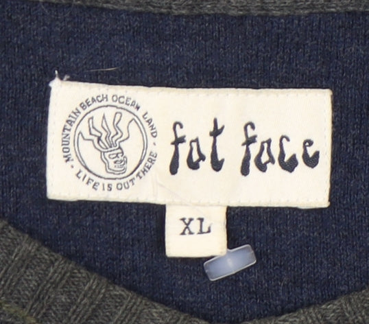 Fat Face Men's Grey Wool V-Neck Pullover Jumper XL