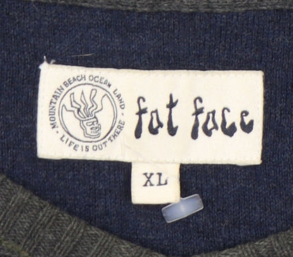 Fat Face Men's Grey Wool V-Neck Pullover Jumper XL